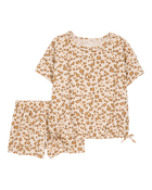 Toddler 2-Piece Leopard Print Short Set - Brown, image 1 of 3 slides
