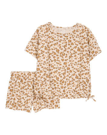 Toddler 2-Piece Leopard Print Short Set - Brown, 