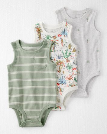 Baby 3-Pack Organic Cotton Rib Bodysuits, 