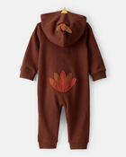 Baby Turkey Long-Sleeve Hooded Jumpsuit - Brown, image 2 of 5 slides