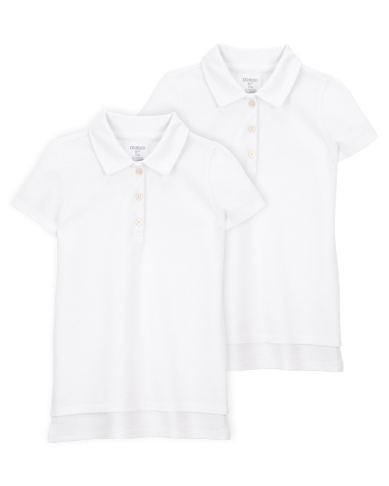 Kid 2-Pack Pique Uniform Polo Shirts - White, image 1 of 3 slides