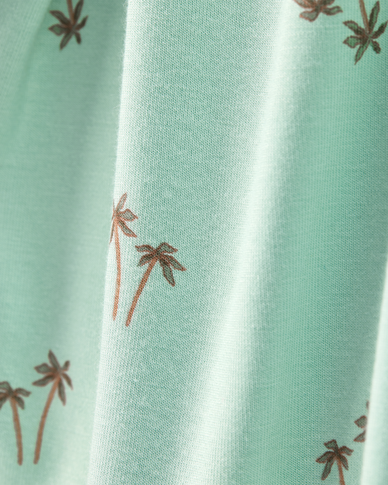 Toddler Palm Tree Print PurelySoft 2-Piece Pajamas - Mint, image 2 of 5 slides
