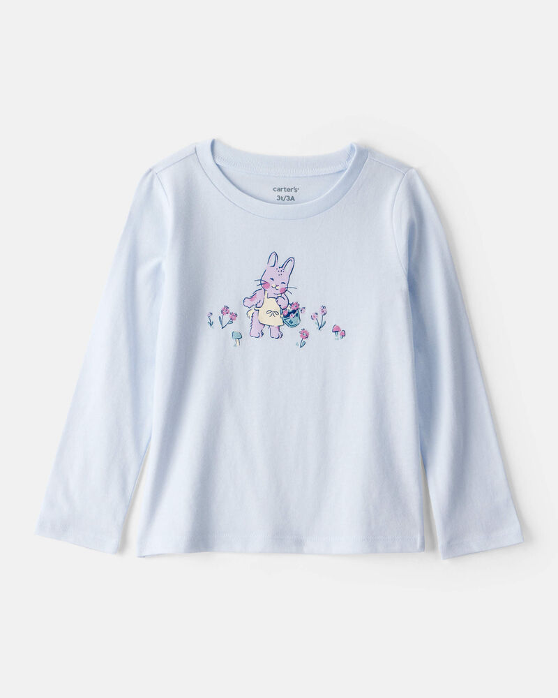 Toddler Girl Bunny Long-Sleeve Graphic Tee - Blue, image 1 of 3 slides