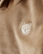 Baby Girl Bear Velour Hoodie & Pant Set - Brown, image 2 of 4 slides