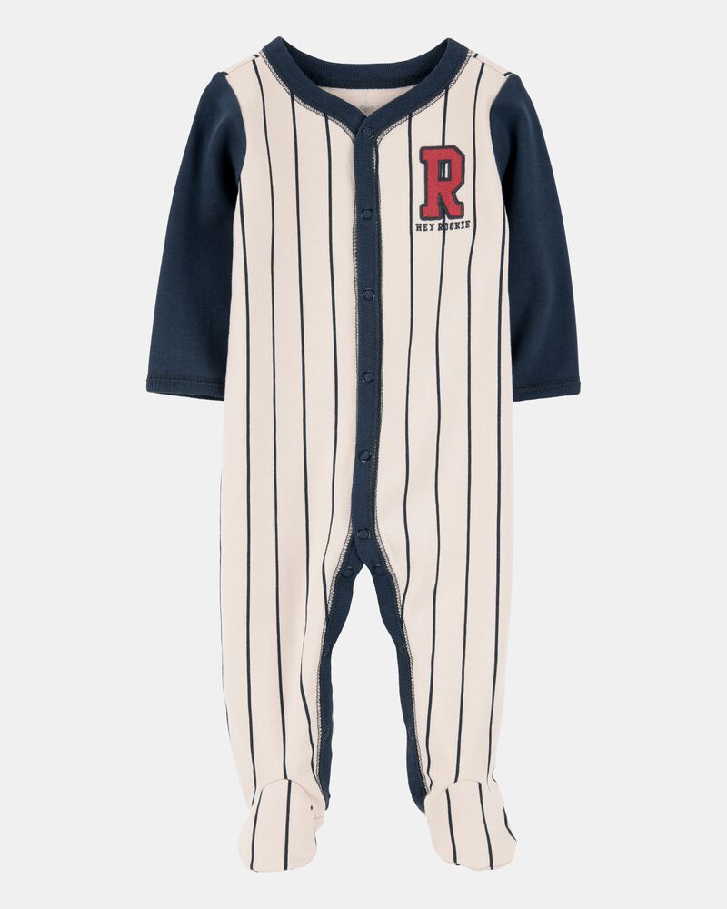 Baby Boy Baseball Rookie Snap Cotton Sleep & Play Pajamas, image 1 of 4 slides
