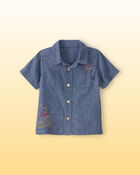 Baby Boy Disney&copy; Winnie the Pooh Chambray Embroidered Button-Down Shirt - Medium Wash, image 1 of 4 slides