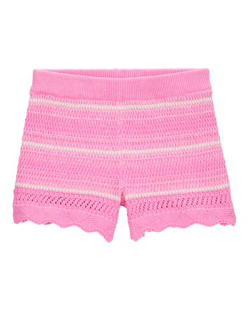 Toddler Striped Crotchet Knit Shorts - Pink, 