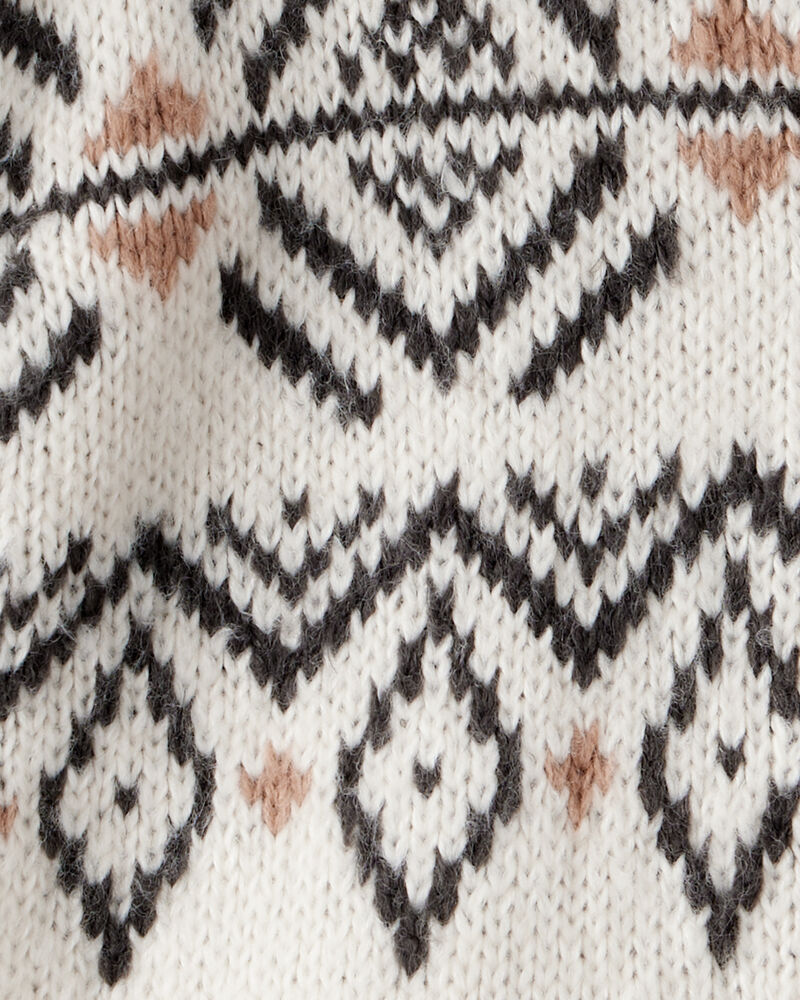 Baby Girl Fair Isle Long-Sleeve Cardigan Sweater - Ivory, image 3 of 4 slides