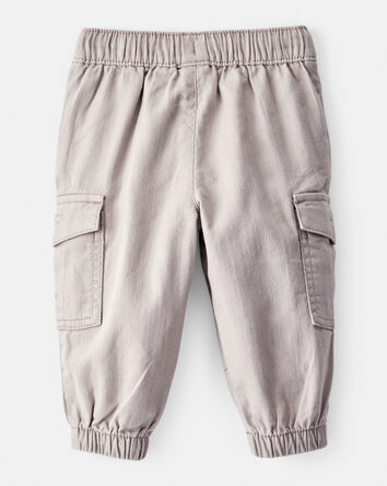 Baby Boy  Cotton Twill Pull-On Cargo Joggers - Grey, 