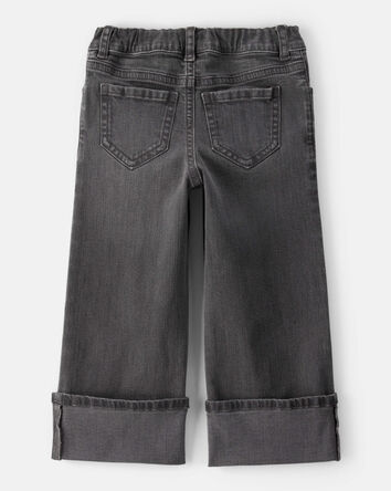 Toddler Girl Denim Wide-Leg Cuff Jeans - Grey, 