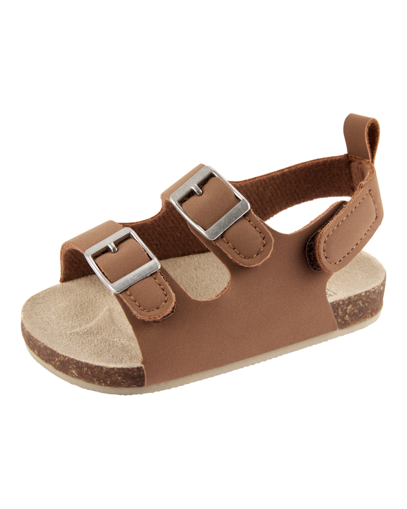 Baby Buckle Faux Cork Sandals - Brown, image 6 of 6 slides
