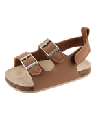 Baby Buckle Faux Cork Sandals - Brown, image 6 of 6 slides