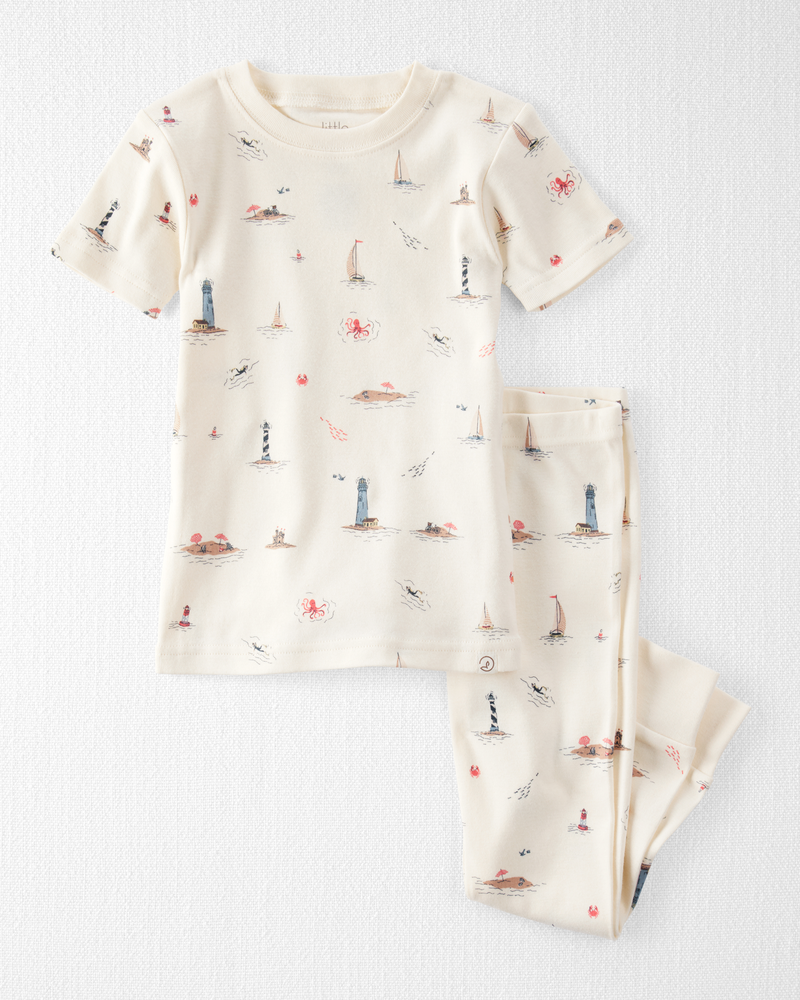 Toddler Organic Cotton Pajamas in Coastal Vacation Print, image 1 of 4 slides