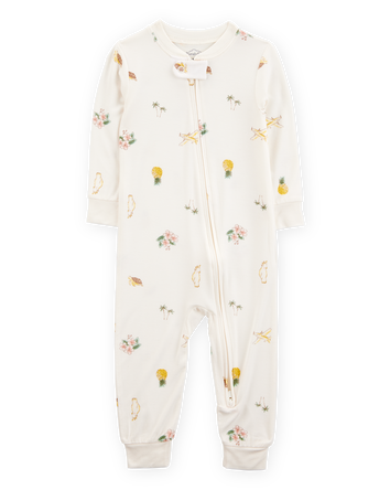 Baby Tropical Print PurelySoft Footless 1-Piece Pajamas - Ivory, 
