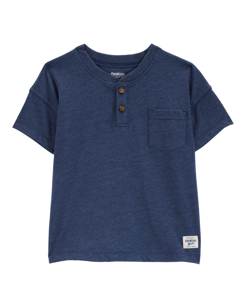 Toddler Pocket Henley Tee - Navy, image 1 of 3 slides