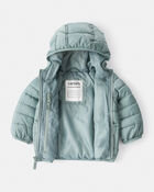 Baby Packable Hooded Puffer Jacket - Green, image 3 of 6 slides