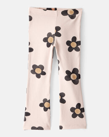 Toddler Girl Floral Cotton Flare Leggings - Pink, 