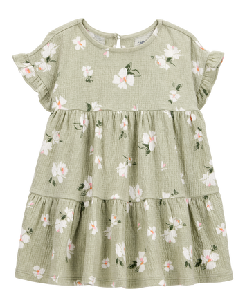 Baby Floral Tiered Dress- Green, 