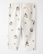 Baby Girl Organic Cotton Ribbed Knit Pants in Berry Blossom Print, image 2 of 5 slides