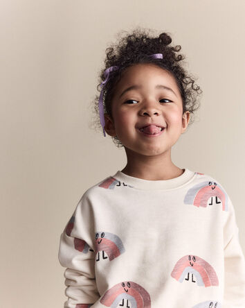 Toddler Girl Rainbow Paperbag Sweatshirt - Cream, 