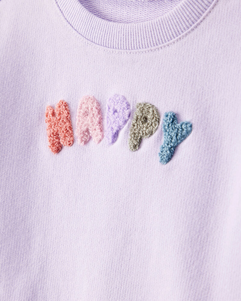 Baby Girl 2-Piece Purple Pullover Sweatshirt & Cotton Cargo Joggers Set - Purple, image 3 of 8 slides