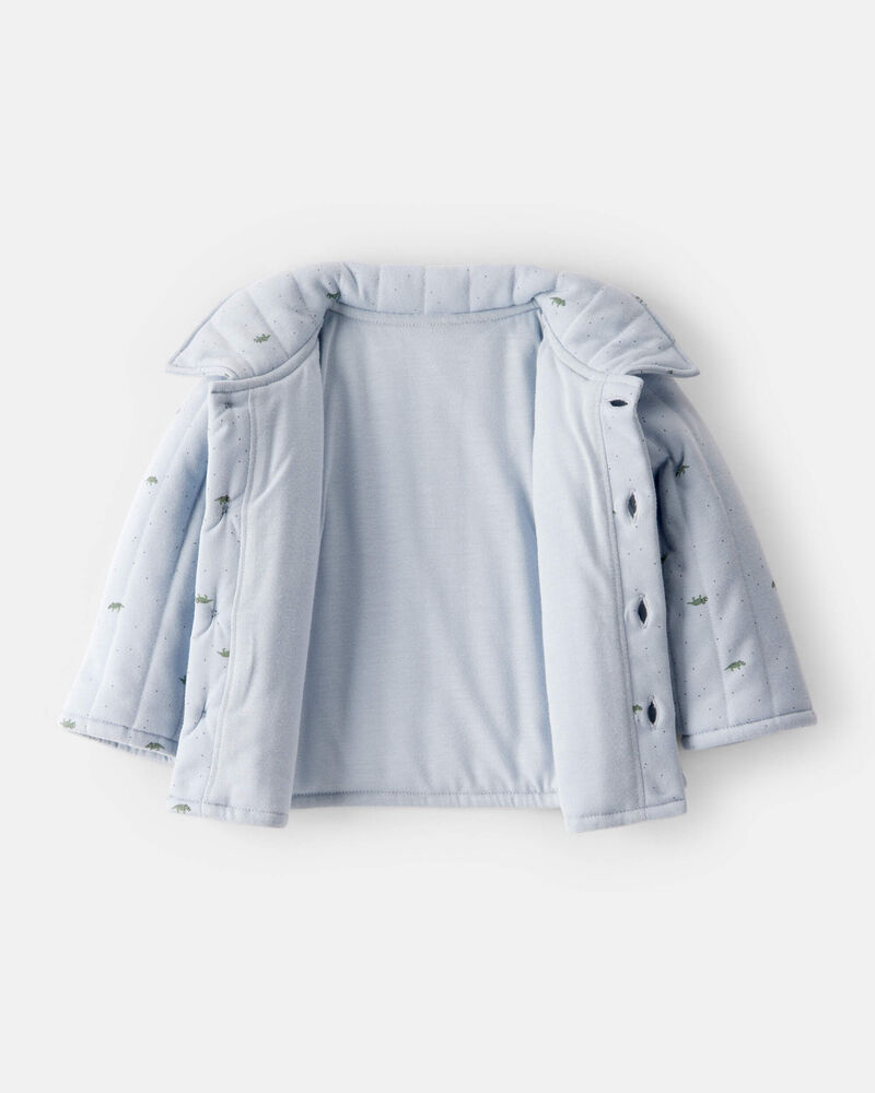 Baby Boy Dinosaur Quilted Cardigan - Blue, image 2 of 4 slides