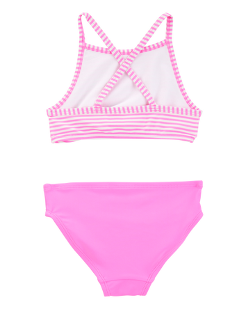 Toddler Girl 3-Piece Tropical Flamingo Print Rashguard Swim Set, 