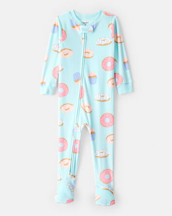 Baby Girl Donuts DreamPlush Long-Sleeve Snug Fit 1-Piece Pajamas - Blue, 