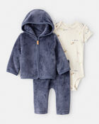 Baby Boy 2-Piece Print Velour Jacket Outfit Set - Navy, image 1 of 4 slides