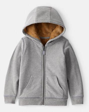 Toddler Boy Long-Sleeve Hooded Zip-Up Jacket - Grey, 