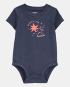 Baby Sparkle Like Auntie Short-Sleeve Bodysuit - Gray, image 1 of 3 slides