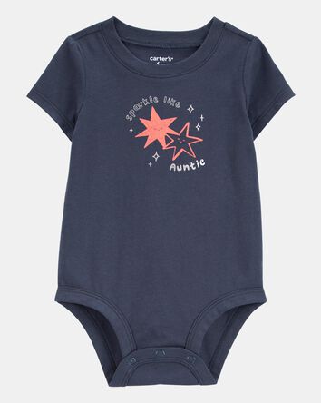 Baby Sparkle Like Auntie Short-Sleeve Bodysuit - Gray, 