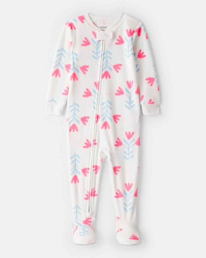 Baby Girl Floral DreamPlush Snug Fit 1-Piece Pajamas, image 1 of 4 slides