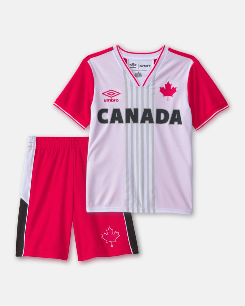 Kids 2-Piece Umbro Canada Soccer Jersey & Short Set - Red/White/Black, image 1 of 14 slides