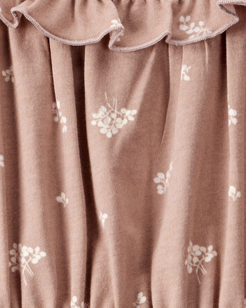 Girls Floral Print Long-Sleeve Top - Brown, 