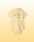 Baby Boy Disney&copy; Winnie the Pooh Embroidered Polo Bodysuit with Back Art - Yellow, image 3 of 5 slides