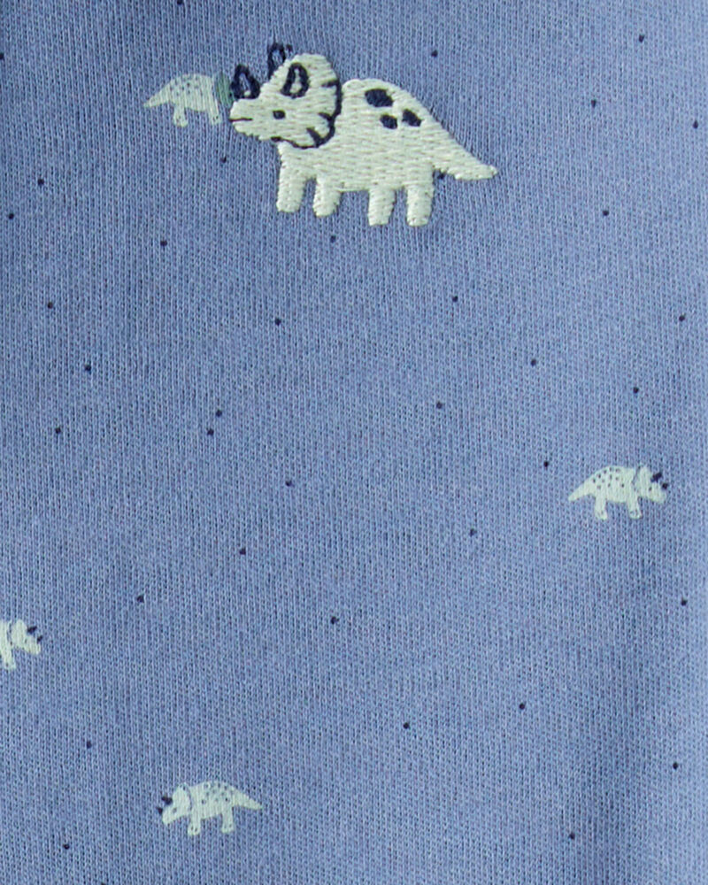 Baby Boy Dino Print 100% Cotton Long-Sleeve Sleep & Play Pajamas - Blue, image 4 of 5 slides