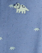Baby Boy Dino Print 100% Cotton Long-Sleeve Sleep & Play Pajamas - Blue, image 4 of 5 slides