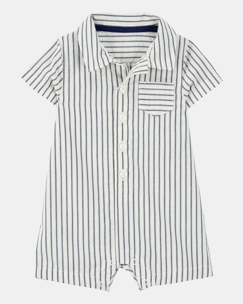 Baby Striped Polo Romper, image 1 of 3 slides