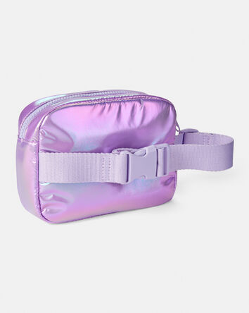 Girls Quilted Shiny Sling Bag - Purple, 