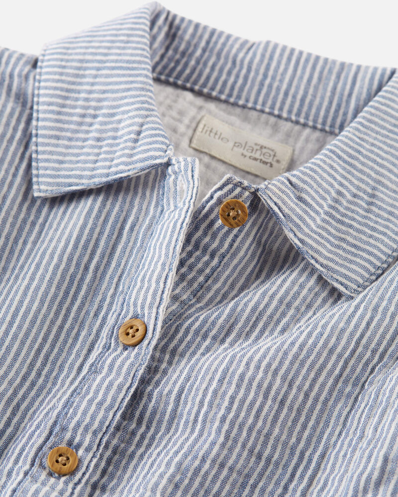 Toddler Organic Cotton Gauze Striped Dress, image 3 of 5 slides