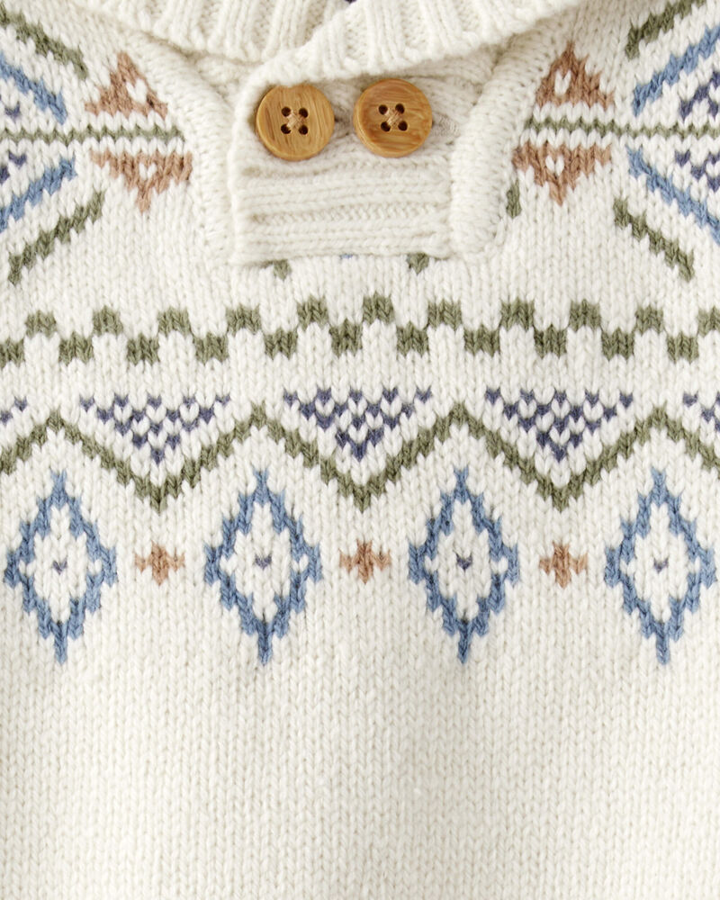Baby Boy Fair Isle Sweater - Cream, image 2 of 3 slides