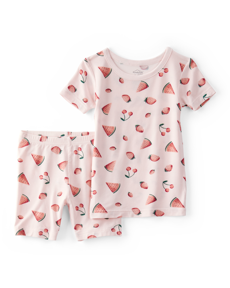 Toddler Girl Fruit Print PurelySoft 2-Piece Pajamas - Pink, image 1 of 5 slides