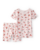 Toddler Girl Fruit Print PurelySoft 2-Piece Pajamas - Pink, image 1 of 5 slides