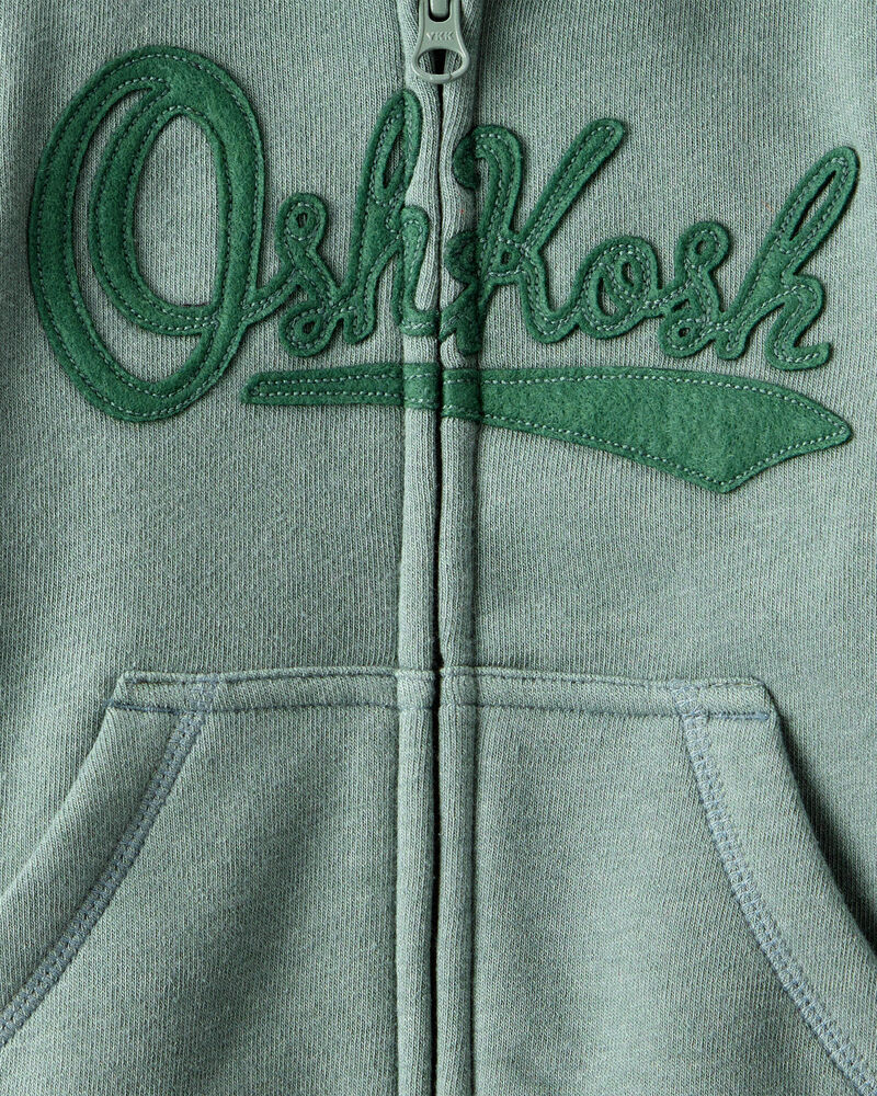 Baby Boy DayDream Fleece Hooded Zip-Up Jacket - Green, image 3 of 4 slides