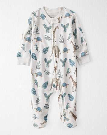 Baby Organic Cotton Safari-Print Sleep & Play Pajamas, 