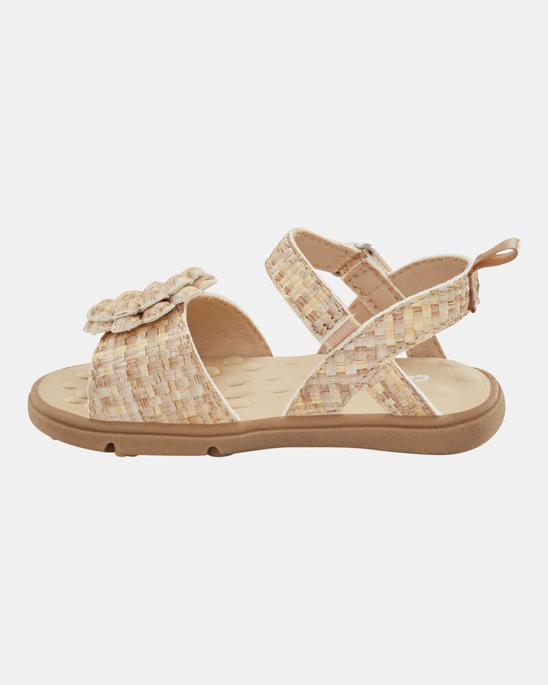 Baby  Every Step&reg; First Walker Woven Flower Accent Sandals - Beige, image 6 of 7 slides