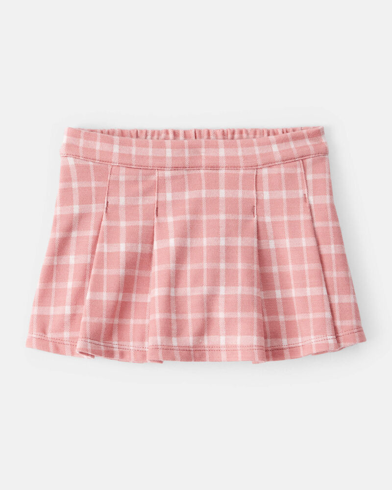 Baby Girl Plaid Print Knit Skort - Pink, image 1 of 4 slides