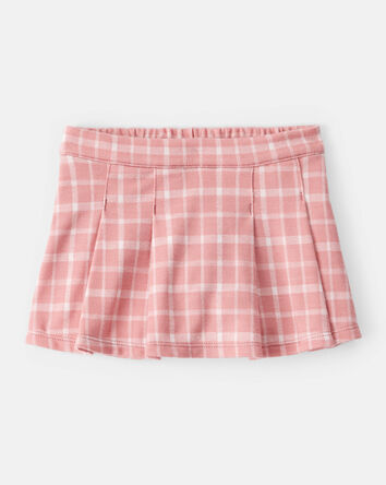 Baby Girl Plaid Print Knit Skort - Pink, 