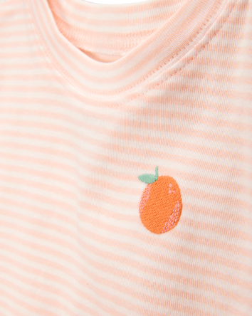 Toddler Orange Print Snug Fit Cotton 4-Piece Pajamas, 